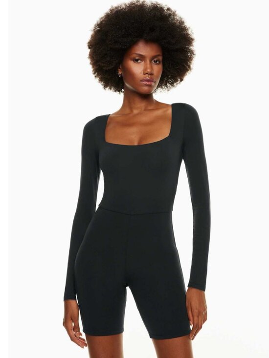 Aritzia Pants - Aritzia Babaton Contour Squareneck Long Sleeve Romper Black S Small Athleisure